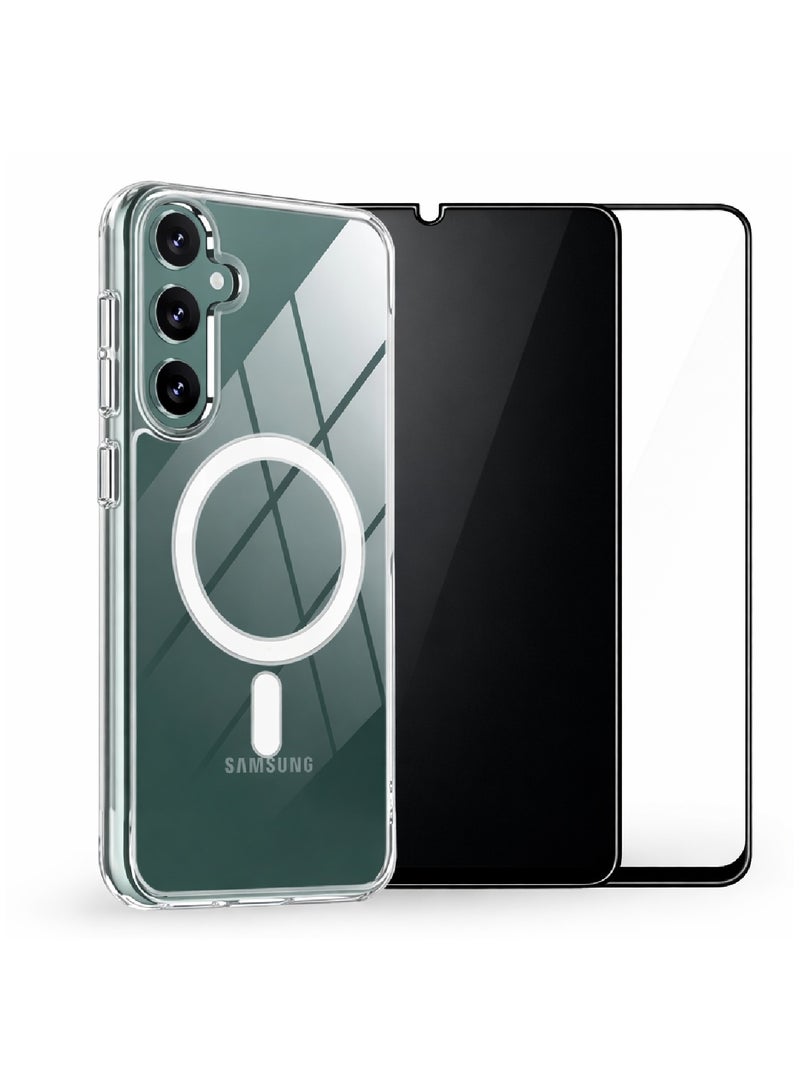 MOBM Samsung Galaxy A55 Clear Magnetic Case with Privacy Screen Protector and Tempered Glass Pack of 3 - Image 1